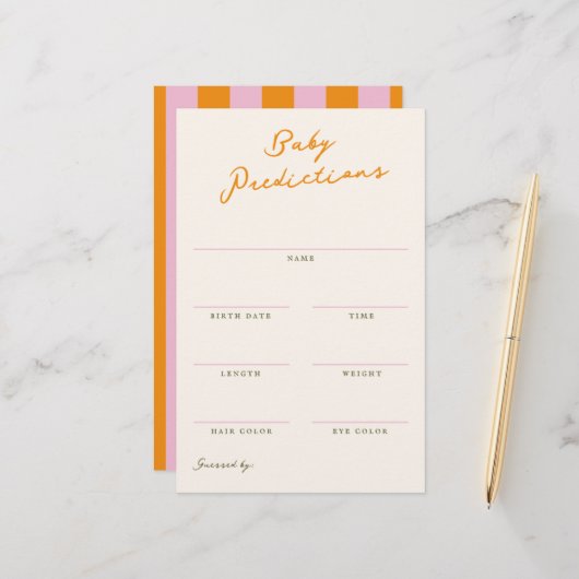 Baby Predictions Shower Guessing Game 便箋 (正面/裏面インサイチュ)