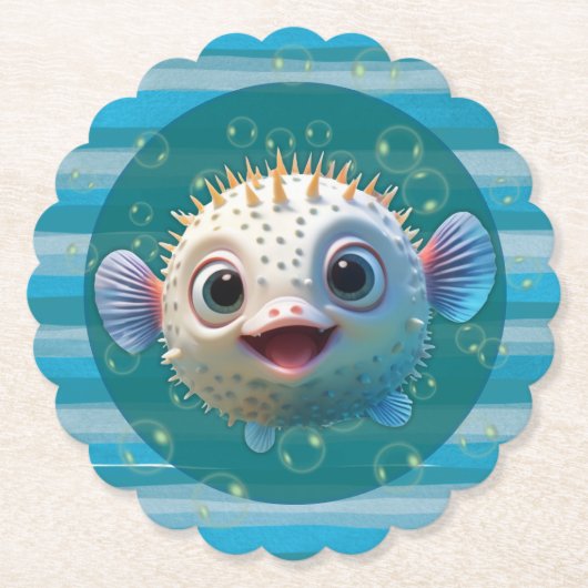 Baby Pufferfish Paper Coasters ペーパーコースター (正面)