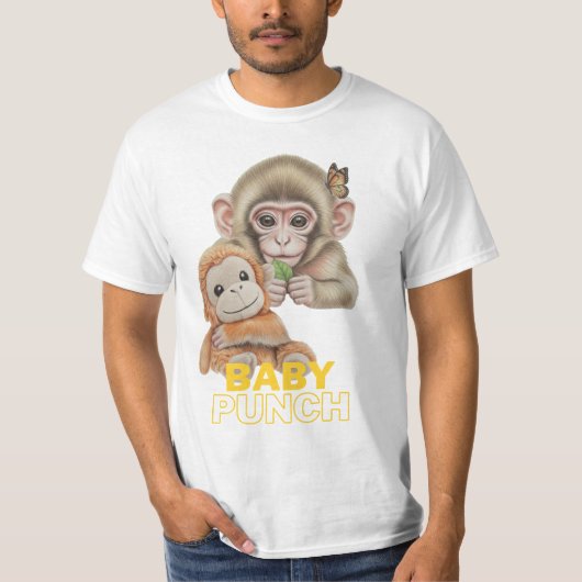 Baby Punch Cute Monkey with Plush Toy Tシャツ (正面)