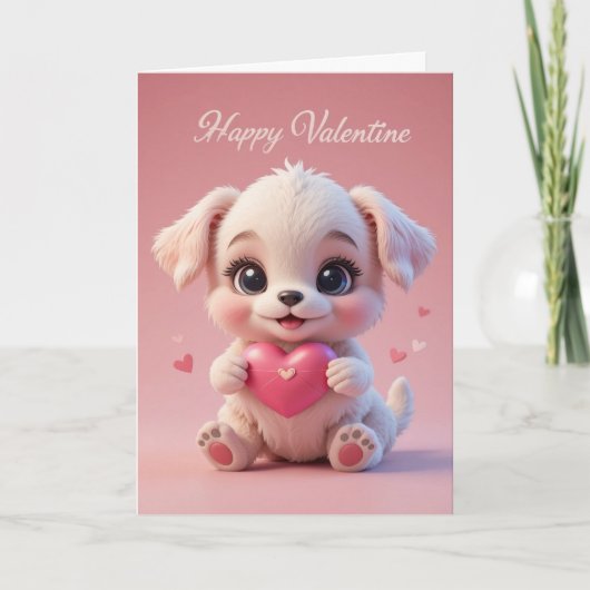  Baby Pup Valentine Cute Happy Valentines Day Love カード (正面)