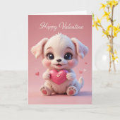  Baby Pup Valentine Cute Happy Valentines Day Love カード (黄色い花)