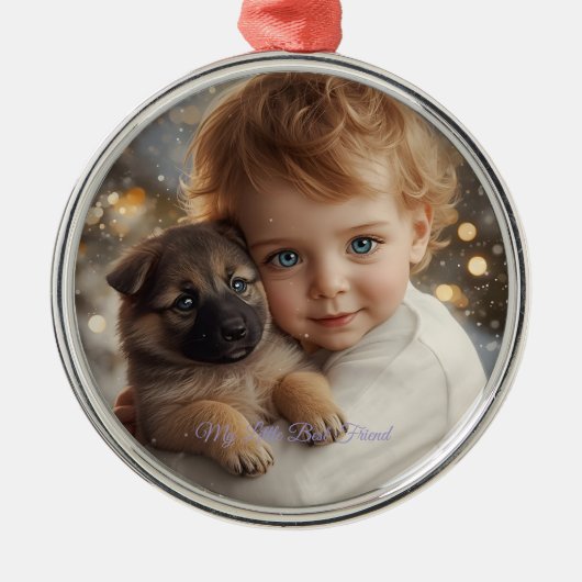 Baby & Puppy Christmas Magic Ornament メタルオーナメント (正面)