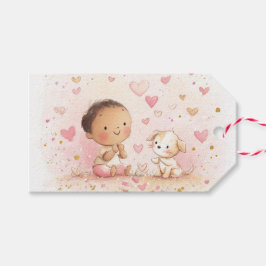 Baby & Puppy Valentine’s Gift Tags | Watercolor ギフトタグ