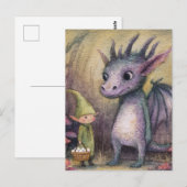 Baby Purple Dragon and Elf With Eggs ポストカード (正面/裏面)