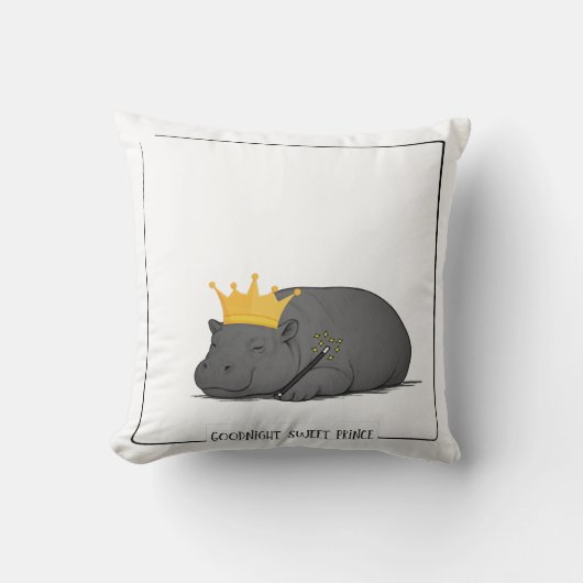 Baby Pygmy Hippo - Goodnight Sweet Prince Cushion クッション (正面)