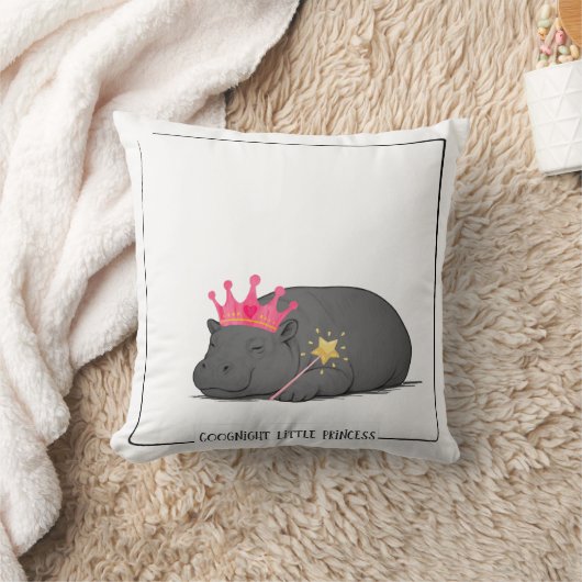 Baby Pygmy Hippo - Princess Cushion クッション (ブランケット)