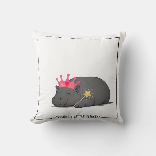 Baby Pygmy Hippo - Princess Cushion クッション (正面)