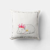 Baby Pygmy Hippo Princess Throw Pillow クッション (正面)