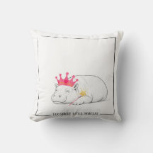 Baby Pygmy Hippo Princess Throw Pillow