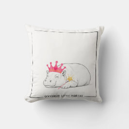 Baby Pygmy Hippo Princess Throw Pillow クッション