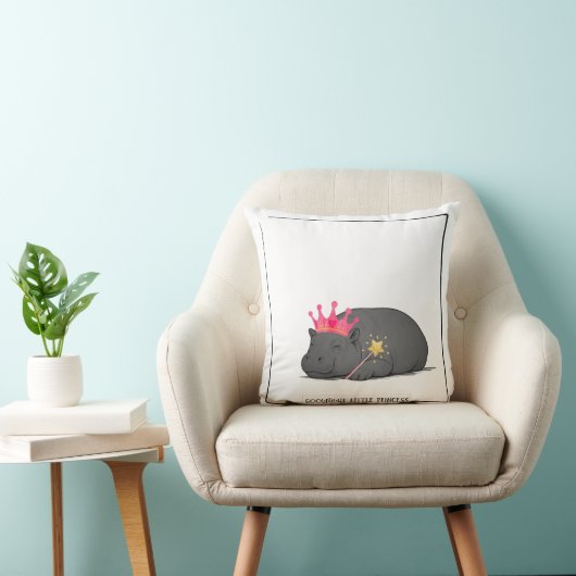 Baby Pygmy Hippo Princess Throw Pillow クッション (椅子)