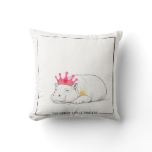 Baby Pygmy Hippo Princess Throw Pillow