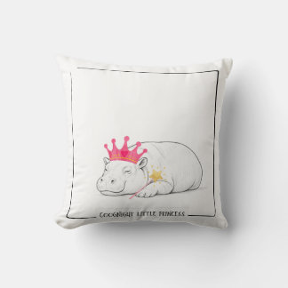 Baby Pygmy Hippo Princess Throw Pillow クッション