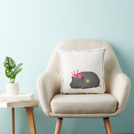 Baby Pygmy Hippo Princess Throw Pillow クッション (椅子)