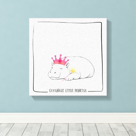 Baby Pygmy Hippo Princess -Wall Art キャンバスプリント (インサイチュ (ウッドフロア))