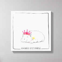 Baby Pygmy Hippo Princess -Wall Art キャンバスプリント
