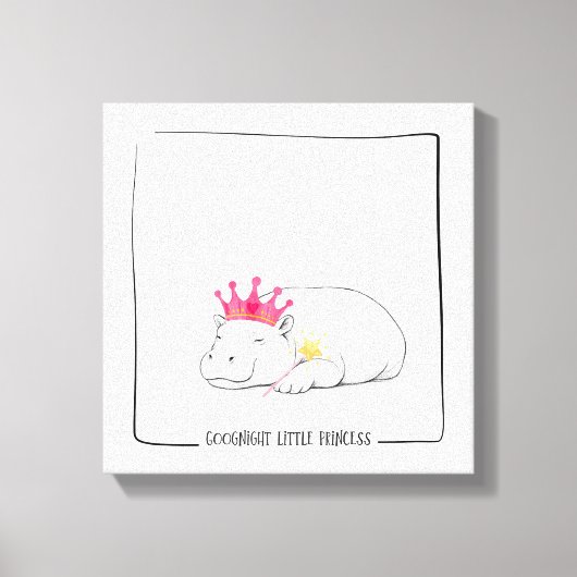Baby Pygmy Hippo Princess Wall Canvas キャンバスプリント (正面)