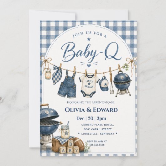 Baby-Q | バックヤードバーベキュー ベイビーシャワー 招待状 (正面)