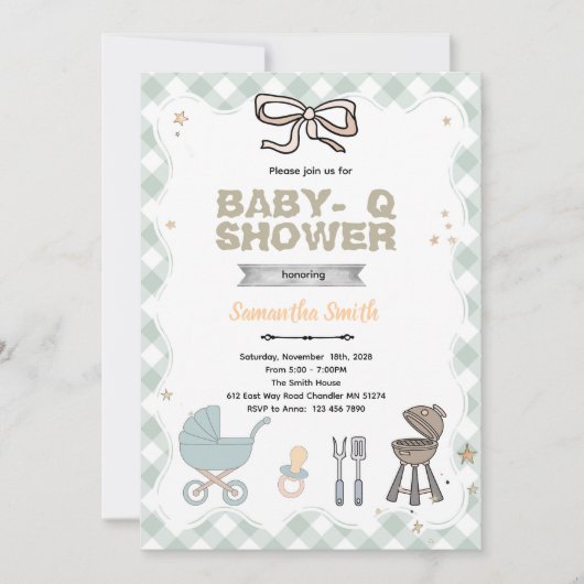 Baby Q Baby Shower party Invitation 招待状 (正面)