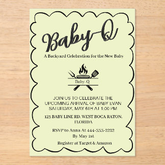 Baby-Q Backyard Baby Shower   BBQ Baby  アクリル招待状