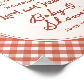 Baby Q BBQ Cookout Couples Baby Shower Welcome ポスター (角)