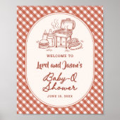 Baby Q BBQ Cookout Couples Baby Shower Welcome ポスター (正面)