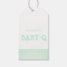 Baby-Q Mint Green Gingham Baby Shower ギフトタグ