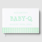 Baby-Q Mint Green Gingham Baby Shower ゲストブック (正面)