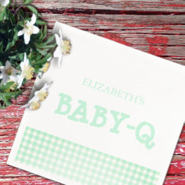 Baby-Q Mint Green Gingham Baby Shower スタンダードカクテルナプキン