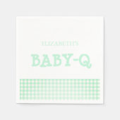 Baby-Q Mint Green Gingham Baby Shower スタンダードカクテルナプキン (正面)
