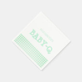Baby-Q Mint Green Gingham Baby Shower スタンダードカクテルナプキン (角)