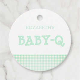 Baby-Q Mint Green Gingham Baby Shower フェイバータグ