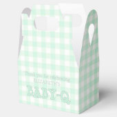 Baby-Q Mint Green Gingham Baby Shower フェイバーボックス (オープン)
