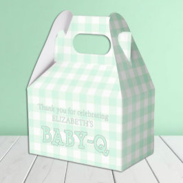 Baby-Q Mint Green Gingham Baby Shower フェイバーボックス