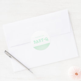 Baby-Q Mint Green Gingham Baby Shower ラウンドシール
