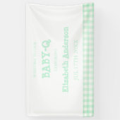 Baby-Q Mint Green Gingham Baby Shower 横断幕 (縦)