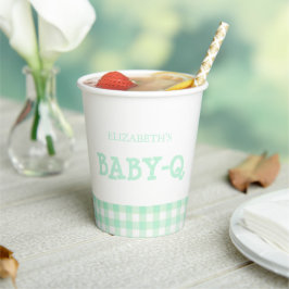 Baby-Q Mint Green Gingham Baby Shower 紙コップ