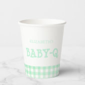 Baby-Q Mint Green Gingham Baby Shower 紙コップ (正面)