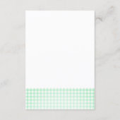 Baby-Q Mint Green Gingham Baby Shower Registry エンクロージャーカード (裏面)