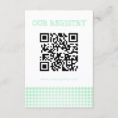 Baby-Q Mint Green Gingham Baby Shower Registry エンクロージャーカード (正面)