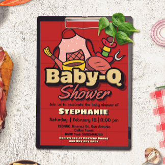 Baby-Q Shower - Barbeque BBQ Grill Baby Shower 招待状