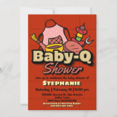 Baby-Q Shower - Barbeque BBQ Grill Baby Shower 招待状 (正面)