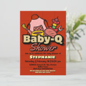 Baby-Q Shower - Barbeque BBQ Grill Baby Shower 招待状 (スタンド正面)