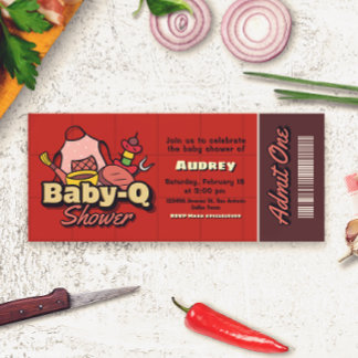 Baby-Q Shower - Barbeque Ticket 招待状