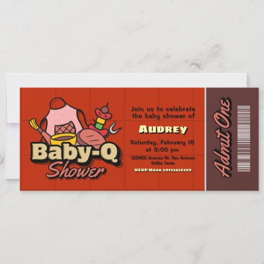 Baby-Q Shower - Barbeque Ticket 招待状 (正面)