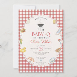 Baby-Q Shower Invitation Editable Template Gingham 招待状