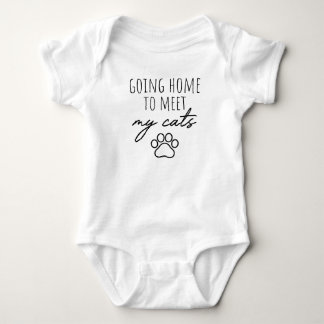 Baby Quote Going Home to Meet My Cats Funny Cat ベビーボディスーツ
