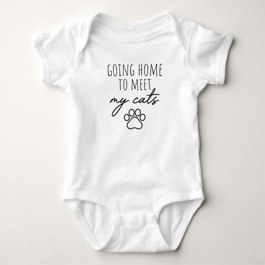 Baby Quote Going Home to Meet My Cats Funny Cat ベビーボディスーツ (正面)