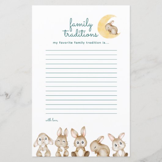 Baby Rabbit Baby Shower Predictions & Advice Card (裏面)