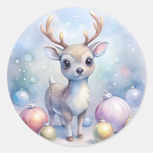 Baby Reindeer Christmas ラウンドシール (正面)